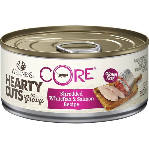 Wellness CORE Hearty Cuts Shredded Whitefish & Salmon Canned Cat Food 156g