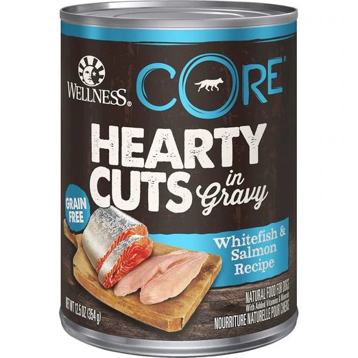 Wellness CORE Grain-Free Hearty Cuts In Gravy Whitefish & Salmon Canned Dog Food 354g