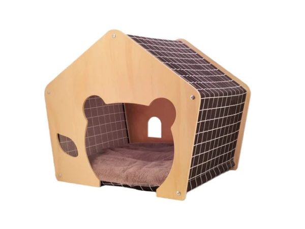 Aa Pet Wooden House - Checkered Black