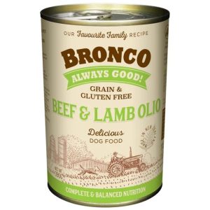 Bronco Beef & Lamb Olio Grain-Free Canned Dog Food 390g