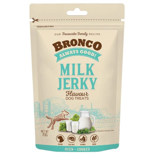 Bronco Jerky Milk Dog Treat 70g