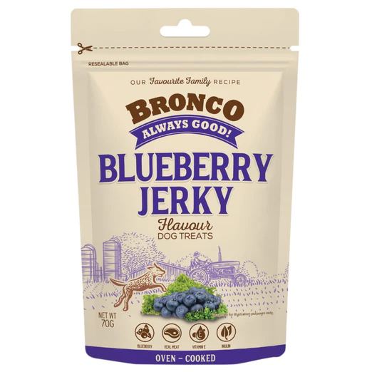 Bronco Jerky Blueberry Dog Treat 70g