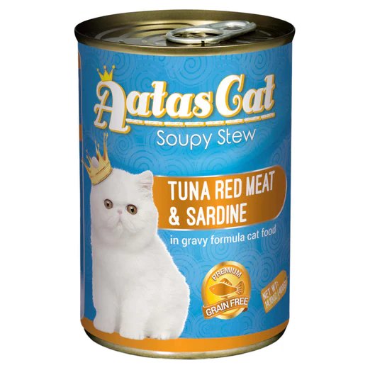 Aatas Cat Soupy Stew Tuna Red Meat With Sardine In Gravy Grain-Free Adult Canned Cat Food 400g