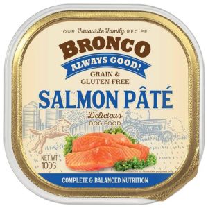 Bronco Salmon Pate Adult Grain-Free Tray Dog Food 100g