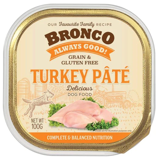 Bronco Turkey Pate Adult Grain-Free Tray Dog Food 100g
