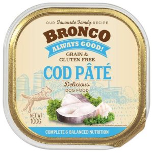 Bronco Cod Pate Adult Grain-Free Tray Dog Food 100g