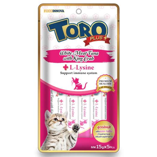 Toro Plus White Meat Tuna With King Crab & L-Lysine Liquid Cat Treats 75g