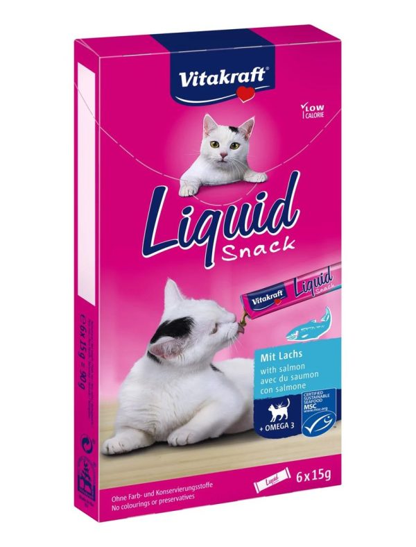 Vitakraft Cat Liquid Snack Salmon + Omega 3 Cat Treats 90g