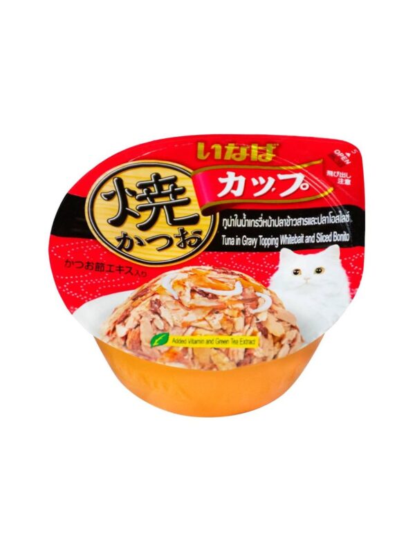 Ciao Grilled Skipjack Cup Tuna In Gravy Topping Whitebait And Sliced Bonito Cat Wet Food 70g