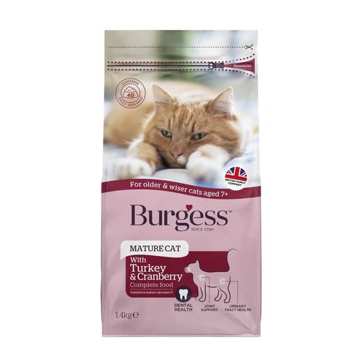 Burgess Turkey & Cranberry Mature Dry Cat Food 1.4kg