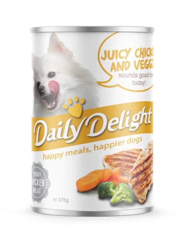 Daily Delight Juicy Chicken & Veggy Canned Dog Food 375g