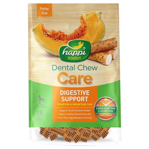 Happi Doggy Dental Chew Care Pumpkin & Mountain Yam Digestive Support 150g
