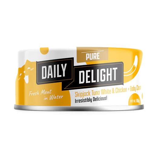 Daily Delight Pure Skipjack Tuna White & Chicken with Baby Clam Canned Cat Food 80g