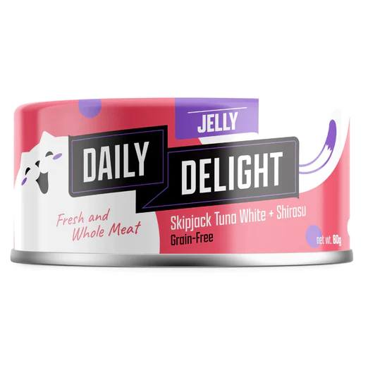 Daily Delight Jelly Skipjack Tuna White with Shirasu Canned Cat Food 80g