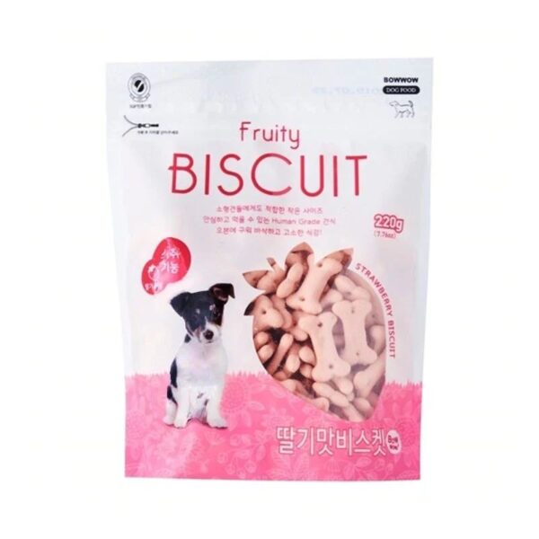 Bow Wow Fruity Biscuit Strawberry Dog Treat 220g