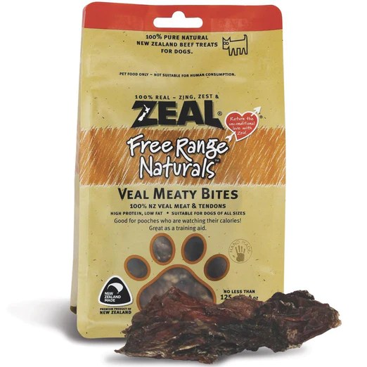 Zeal Free Range Naturals Veal Meaty Bites Dog Treats 125g