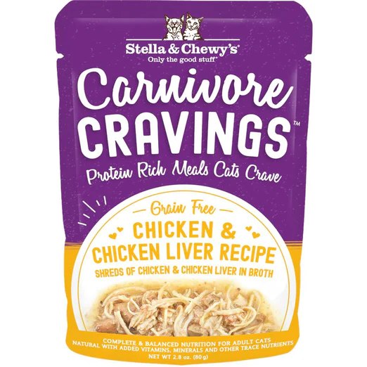 Stella & Chewy's Carnivore Cravings Chicken & Chicken Liver In Broth Grain-Free Pouch Cat Food 80g