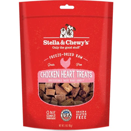 Stella & Chewy’s Chicken Heart Single Ingredient Grain-Free Freeze-Dried Dog Treats 85g