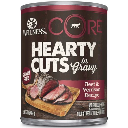 Wellness CORE Hearty Cuts In Gravy Beef & Venison Grain-Free Canned Dog Food 354g