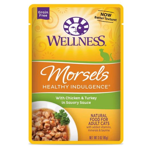 Wellness Healthy Indulgence Morsels Chicken & Turkey In Sauce Grain-Free Pouch Cat Food 85g