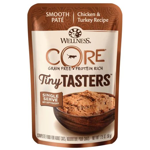 Wellness CORE Tiny Tasters Chicken & Turkey Pate Grain-Free Adult Pouch Cat Food 50g
