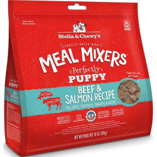 Stella & Chewy’s Perfectly Puppy Beef & Salmon Meal Mixers Grain-Free Freeze-Dried Raw Dog Food 510g