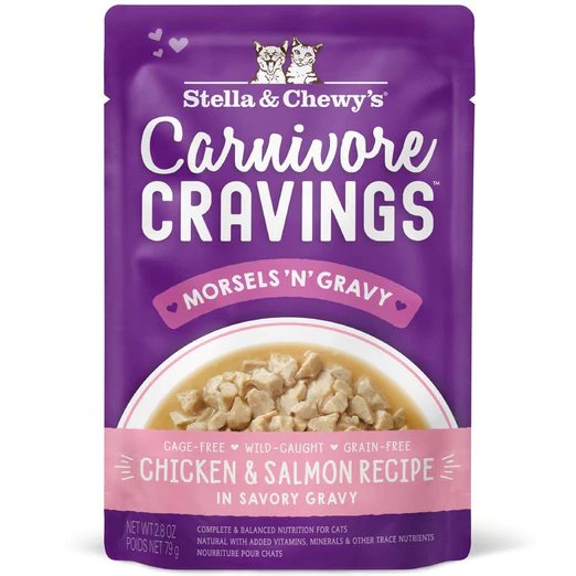 Stella & Chewy's Carnivore Cravings Morsels 'N' Gravy Chicken & Salmon Grain-Free Pouch Cat Food 79g