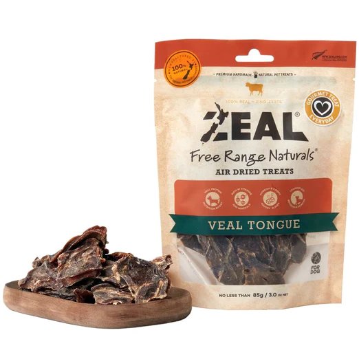 Zeal Free Range Naturals Veal Tongue Grain-Free Air-Dried Dog Treats 85g