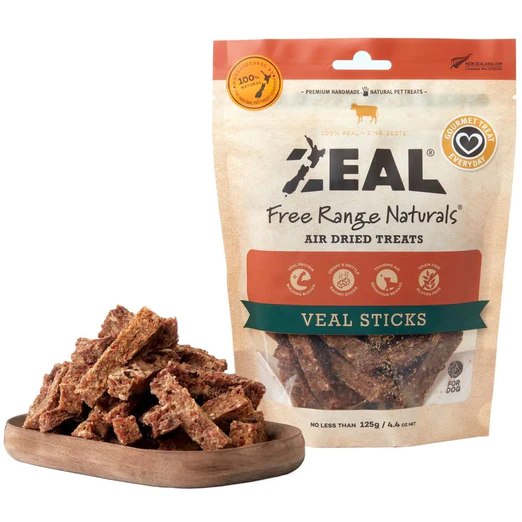 Zeal Free Range Naturals Veal Sticks Grain-Free Air-Dried Dog Treats 125g